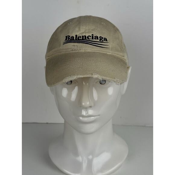 Balenciaga Baseball Cap Ivory Cotton Fabric - Picture 1 of 9